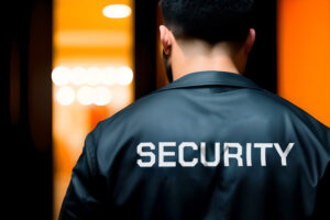 Security guard bouncer are regulating the situation of safety in an event concert in a nightclub.